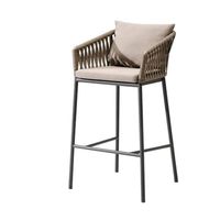 Chaise haute de bistrot d'extérieur empilable en corde tressée, tabouret de bar d'extérieur en aluminium et corde