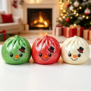 Christmas Snowman <b>Glitter</b> Dumpling Squishy Soft Squeeze Fidget Toy Stress Relief Sensory Toy Gift for Kids and Adult - Product Image 2