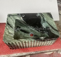 Vasque à poser en marbre vert naturel poli, directement de l'usine, pour villa, hôtel, jardin et salle de bain
