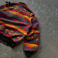 LARSUR Veste cardigan Navajo à imprimé tribal occidental personnalisée avec doublure matelassée Veste de chasse en laine polaire d'hiver Manteau pour hommes