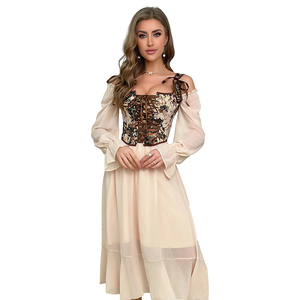Robe Corset <span class=keywords><strong>Vintage</strong></span> Florale Renaissance pour Femme, Style Quotidien, avec Bretelles, Ceinture, Gilet Ajusté, Bustier à Cordon et Débardeur à Nouer - Product Image 6