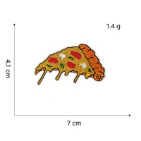 Nouvelle Écusson en Toile Brodé Personnalisé en Forme de Tranche de Pizza, Thème Alimentaire, Adhésif Thermocollant pour Casquettes, Maillots de Basketball, Multi-usages