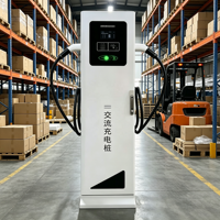 Borne de recharge pour véhicules électriques sur pied, double pistolet, chargeur AC pour VE avec double câble Type 2, écran LCD