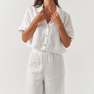 Supporto personalizzato da <span class=keywords><strong>donna</strong></span> in <span class=keywords><strong>lino</strong></span> cotone eco-friendly tessuto organico da <span class=keywords><strong>donna</strong></span> a due pezzi pantaloni larghi <span class=keywords><strong>abbigliamento</strong></span> da <span class=keywords><strong>donna</strong></span> - Product Image 3