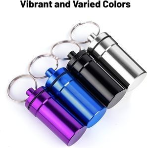 Portapillole Piccolo e Portatile con Portachiavi, Impermeabile, in Alluminio, Mini Contenitore Metallico per Medicinali da Tasca - Product Image 6