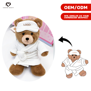 Peignoir style pyjama, masque pour les yeux, ours en peluche, compagnon de sommeil, cadeau d'anniversaire, ours en peluche - Product Image 1