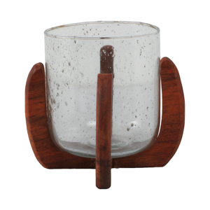 Portavelas de cristal con base de madera, candelabro decorativo para centros de mesa, decoración del hogar - Product Image 3