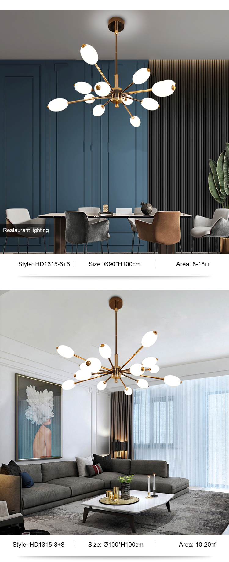 New Product Decoration Restaurant Hanging Lamp Living Room Luxury Acrylic LED Chandelier Light