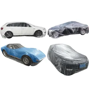 Оптовые продажи автомобили, прозрачный-Водонепроницаемый одноразовый прозрачный пылезащитный автомобиль под заказ одноразовая одежда PE пленка для автомобиля с эластичным покрытием для автомобиля