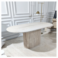Meubles de maison personnalisés, table à manger floquées nordique, en pierre naturelle, forme ovale, moderne