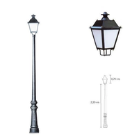 Lampu Taman LED luar ruangan lampu jalan Fitting Ideal Ductile cor tiang pilar besi lukisan hitam tua tradisional tua