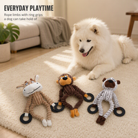 Jouet à mâcher dentaire pour chien en peluche couineur en velours côtelé, lavable, en forme de singe, ours, vache, veau, pour chiots et petits chiens, vente en gros OEM ODM