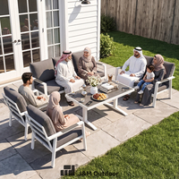 Ensemble de mobilier de jardin haut de gamme en aluminium 7 places, style professionnel, canapé de patio moderne et confortable avec table pour cour
