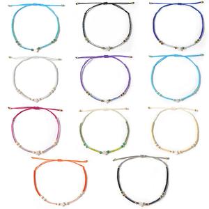 Pulsera Ajustable de Cuentas de Cristal de Colores con Cuentas Espaciadoras de Estrella de Nácar Blanco Estilo Boho, con Cuerda Blanca Trenzada - Product Image 6