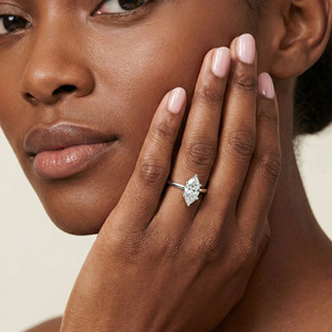 Premium Classic Marquise <b>Solitaire</b> Lab Grown Diamond Halo <b>Ring</b> Filled IGI Certified 1.5 Carat 925 Sterling <b>Silver</b> Diamonds - Product Image 6