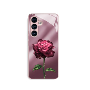 Cover per Cellulare in Vetro Temperato e TPU con Stampa di Rose <span class=keywords><strong>Rosa</strong></span> per Samsung Galaxy S8 S9 S10 S20 S21 <span class=keywords><strong>S22</strong></span> S23 S24 S25 S26 - Product Image 1