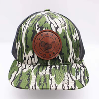 Old School Camo Trucker Hat Blank Retro Design Duck Brown Color Leather Patch Custom