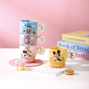 Juego de 4 <span class=keywords><strong>Tazas</strong></span> de Cerámica con Asa de Mickey y sus Amigos, 300 ml, Taza de Leche para Niños con Diseño de Dibujos Animados - Product Image 1