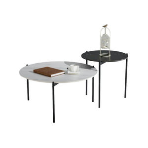 Ensemble de table basse double en acier au carbone en pierre frittée Lu - Product Image 1