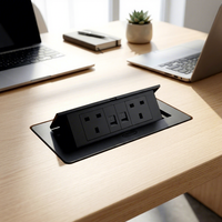 Prise de bureau escamotable T266 norme britannique avec USB Type-C, 3 ports et 3 prises, usage commercial pour bureau de conférence