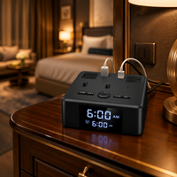 Station de charge de chevet 7-en-1 avec 2 prises CA, hub USB 2A1C et réveil numérique avec protection contre les surtensions pour hôtels et bureaux