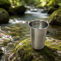 Tasse de camping à design empilable 170ml/330ml/500ml en acier inoxydable 304 conique pour café, thé, eau, jus