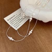 Collier délicat en argent S925 avec perles, collier chaîne en argent sterling 925 avec grappe de perles