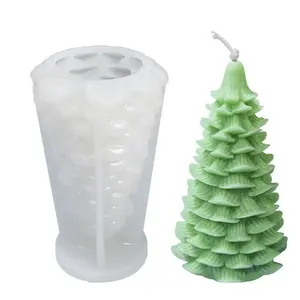 Autumn Season Festival Gift DIY Baking Wax Nonstick Merry Christmas Decoration Tree Shaped 3D Candle Silicone Resin Mold