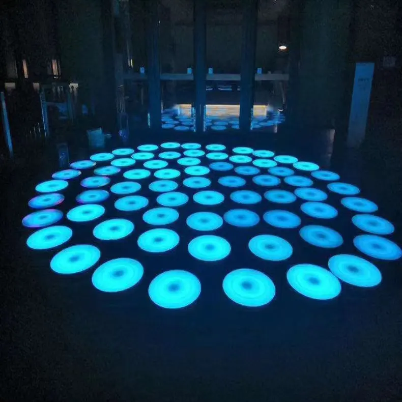 LED luminous circular music jumping floor brick light human body gravity induction dance floor outdoor color interactive light