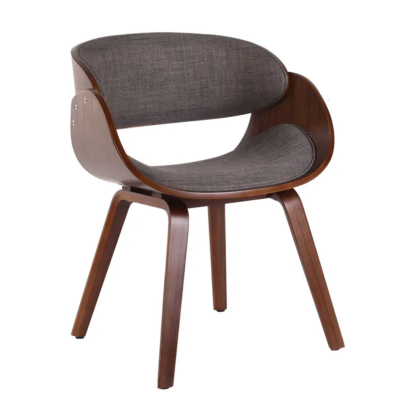 Silla de comedor de mediados de siglo, asiento cómodo de tela en forma de U, sillas de comedor de madera maciza a la venta