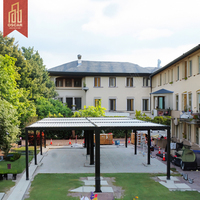 Cour extérieure jardin persienne électrique bio climat gazebo villa extérieur en alliage d'aluminium auvent simple penché mur véranda