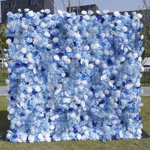 Decoración de Pared de Rosas de Seda Realistas Hechas a Mano en Azul y Blanco, Imprescindible para una Boda de Lujo - Product Image 4