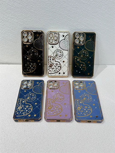 Cứng Leather <span class=keywords><strong>Chrome</strong></span> tim chữ thập điện thoại trường hợp đối với iPhone 15 14 13 12 11 Pro Max cộng với điện thoại trường hợp bìa - Product Image 5