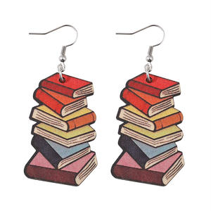 Wooden Earrings Painted <b>Teachers</b> and Students Book Pendant Earrings <b>Teachers</b>' Day <b>Gift</b> for Women Uionen 933 - Product Image 5