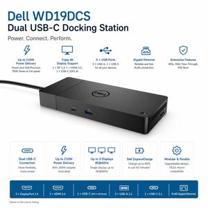 Pièces d'ordinateur, station d'accueil USB <span class=keywords><strong>WD19DCS</strong></span> avec adaptateur pour ordinateur portable, cordon d'alimentation 240W US UK EU pour DELL - Product Image 4