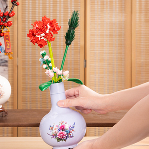 Người Lớn Món Quà Lễ Hội Trẻ Em Lắp Ráp Mini Gạch Trắng Liễu Cẩm chướng <span class=keywords><strong>Calla</strong></span> Lily Hoa Hồng Xây Dựng Khối Đồ Chơi Với Bình - Product Image 4