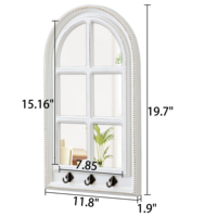 Espejo de pared con marco de madera arqueado rústico personalizado hecho a mano Estilo Casa de Campo decorativo ventanas de Iglesia espejos colgantes de madera con gancho