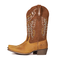 Botas Vaqueras al por Mayor para Mujer, de Cuero Genuino, Estilo Occidental, con Bordado de Mariposa, Zapatos de Moda para Chicas, Estilo Desierto