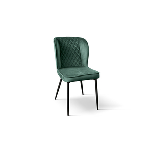 Set di 4 sedie Simona in velluto verde con gambe in metallo, sedie da pranzo per interni - Product Image 1