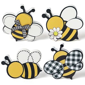 Lot de 4 ornements de bureau en buis sur le thème des abeilles pour chambre d'enfant, décoration intérieure, fabriqué en Chine - Product Image 5