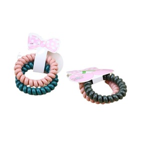 Élastiques à cheveux en forme de cordon téléphonique, en résine plastique, motif nœud papillon, accessoires décontractés pour cheveux, 3 pièces par carte - Product Image 5