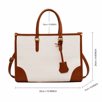 Sac fourre-tout vintage à motif grain de pierre et empiècements contrastants, grand espace, porté main ou épaule, pour femme