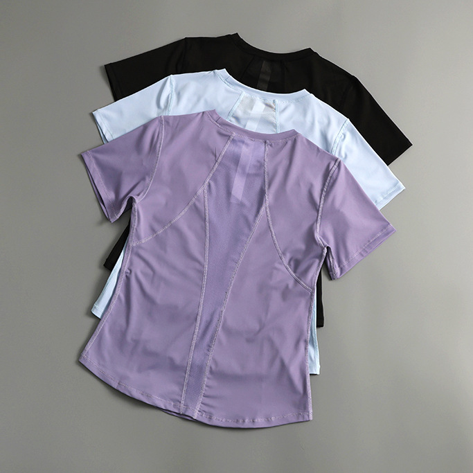Women's Sports T-shirt Quick-Dry Short-Sleeved Slim-Fit Yoga Top Summer Lightweight Breathable Spandex/Polyester