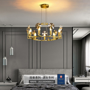 โคมไฟระย้าคริสตัลหรูหราสไตล์โพสต์โมเดิร์น โครงสร้างทองแดงทั้งหมด ดีไซน์เรียบง่าย สง่างาม และสร้างสรรค์ สำหรับใช้ในบ้าน ห้องรับประทานอาหาร และห้องนั่งเล่น - Product Image 5