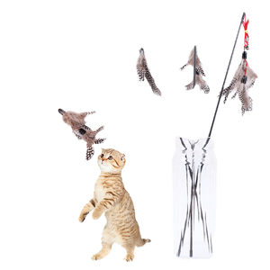 Einfacher Stil Lustige interaktive Feder Teaser <span class=keywords><strong>Cat</strong></span> Play Stick Toy Stick für Feline Entertain ment - Product Image 4