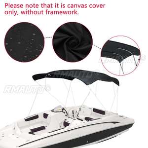 4 Bow Bimini Top Canvas <b>Cover</b> 600D Waterproof Anti-UV Protection Roof Canopy W/<b>Boot</b> <b>Cover</b> Storage for V-Hull Jon Boats - Product Image 2