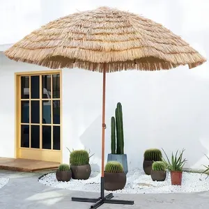 Auf Lager Outdoor Großer Sonnenschirm Hot Selling Full Straw Baldachin Stoff Regenschirm Langlebiger Strand Stahl Pole Stroh Regenschirm