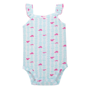 Combinaisons d'été pour bébés filles : hauts licou, combinaisons une pièce, combinaisons de ramper, avec ouvertures triangulaires et couvertures de bas du corps - Product Image 1