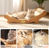 Lit à gratter pour chat moderne en sisal et bois avec balles, 7,9 pouces de hauteur, pour usage intérieur, doux pour les griffes des chatons