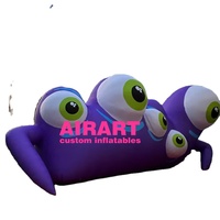 Mascotte gonflable géante démon multi-yeux violet, accessoire monstre d'Halloween pour la décoration de scène extérieure